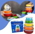 5 Pcs Stainless Steel Home Kitchen Food Container Storage Mixing Bowl Set Color Crisper Stainless Steel Round Five Piece Set with Lid Sealed Bowl UJu851 (Yellow, One Size). 
