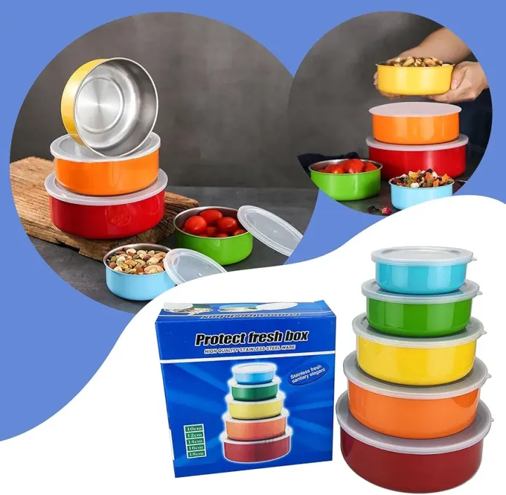 5%20Pcs%20Stainless%20Steel%20Home%20Kitchen%20Food%20Container%20Storage%20Mixing%20Bowl%20Set%20Color%20Crisper%20Stainless%20Steel%20Round%20Five%20Piece%20Set%20with%20Lid%20Sealed%20Bowl%20UJu851%20(Yellow,%20One%20Size)%20-%20Image%207