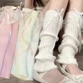 2025 New Woman Leg Warmers Autumn and Winter Ribbon Lolita Black Knee Warmers Long Socks JK Knitted Girl White Leg Warmers. 