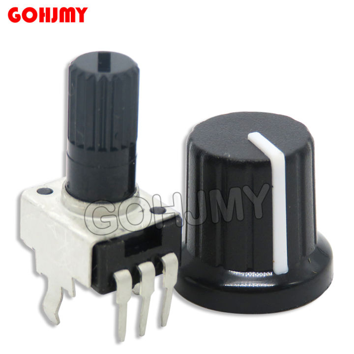 5 Sets RV09 Vertical 1K 10K 20K 50K 100K 500K Ohm Adjustable Resistor 9 Type 3pin Seal Potentiometer for Arduino with knob cap