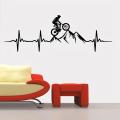 1 pc mountain bike heartbeat Wall Sticker Self Adhesive Vinyl Waterproof Wall Art Decal For Kids Rooms Diy Home Decoration. 
