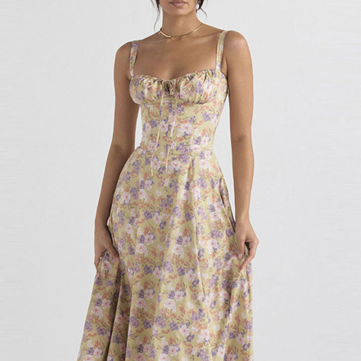 Summer%20Women%20flowers%20Print%20Long%20Dress%20Adjustable%20Straps%20Midi%20Corset%20Vacation%20Beach%20Dress%20Flowy%20Slit%20Lace%20Up%20Going%20Out%20Dresses%20-%20Image%204