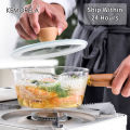 400ml/600ml Glass Milk Pot With Wooden Handle Transparent Cooking Heating Milk Soup Noodle Household Kitchen Cookware Clay Stock. 