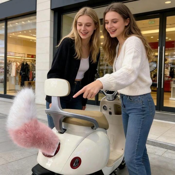 Remote Control Electric Wagging Fox Tail for Scooter Plush Faux Fur Car Rear Decoration Moving Animal Tail Accessory