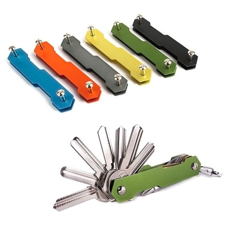 Key Holder Clip Organizer Compact Keychain Key Hard Aluminum Oxide Intelligent Flexible Aerospace Case（Random Color）