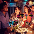 16 Glowing neon photo booth props with sticks that let us glow in the dark Fluorescent booth props party supplies fav. 