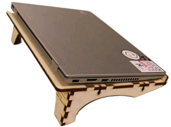 Laser Cut Wooden Layout Laptop Stand Made of Plywood CDR and DXF File