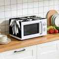 35x85cm Black Leaves Polyester Oven Dust Cover Autumn Leaf Printed Microwave Dust Cover Anti-Oil Dustproof Kitchen Home Decor. 
