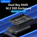 Blueendless 2 Bay RAID M.2 SATA M.2 NVME SSD Enclosure Aluminum Dual Bay NVMe RAID SSD Case Support Max 16TB RAID0/1/PM Mode. 