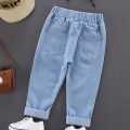 Children Jeans  Boys Cotton Print Splice Stretch Denim Pants Korean Teenage Trousers Wear Kids ClothingDenimRipped Spring Autum. 
