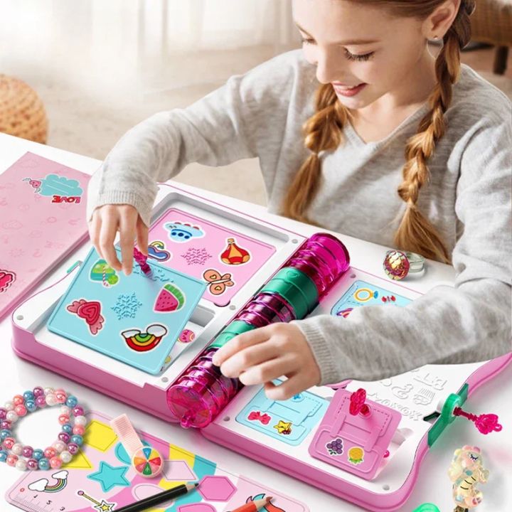 Jewelry Makeup Kit for Kids Magic Book  DIY Handmade Rings Bracelets Pretend Play Princess Girl's Birthday Xmas 
