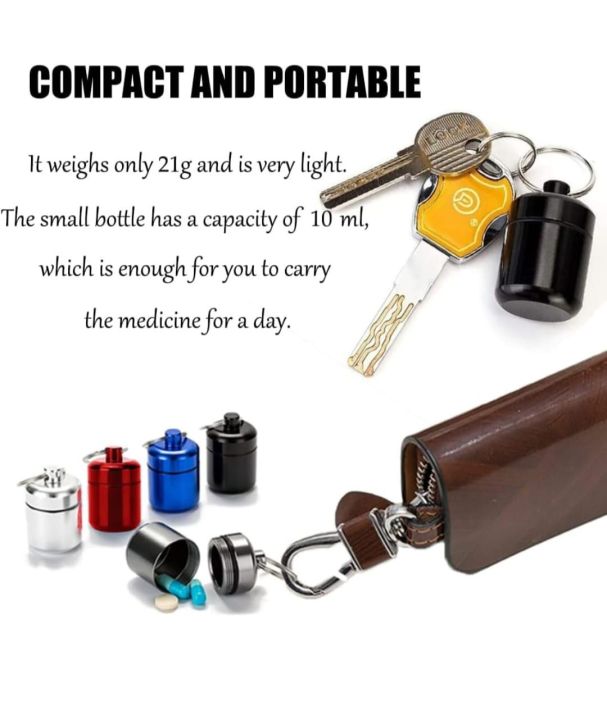 Aluminum Pill Case Key Chain Waterproof Seal Medicine Organizer Bone Ash Box Capsule Holder Container Metal Pill Holder Keyring