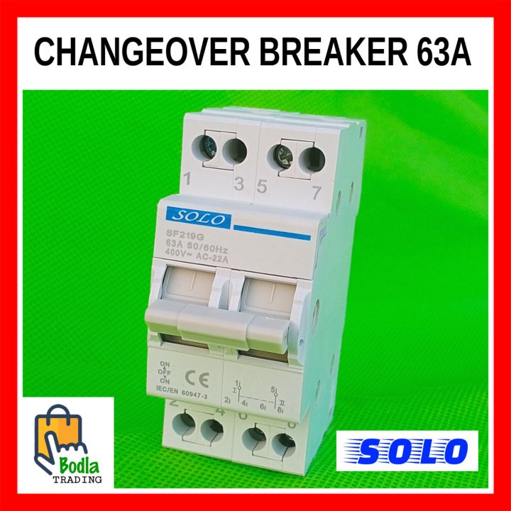 SOLO Breaker Type Changeover Double Pole 63A & 75A Changeover Breaker for 2 Meters Changeover Switch Single Phase