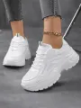 The new plus size cute solid color fashionable versatile women's casual lace up breathable high elasticity sports shoes are ligh. 