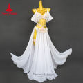 BellyDance Costume Set for Women Luxury Rhinestones Bra+ Split Long Skirt 2pcs Oriental Belly Dancing Performance Outfit.
