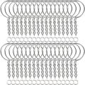 30pcs Silver Plated Metal Blank Keyring Keychain Split Key Ring with Chain Climbing Buckles Carabiner Keychain Rings Accessories. 