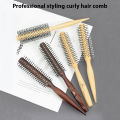 Hair Round Comb Natural Wood Handle Round Barrel Hair Comb For Thin Or Short Hair Men Women Use Anti Static Brush Styling Tools. 