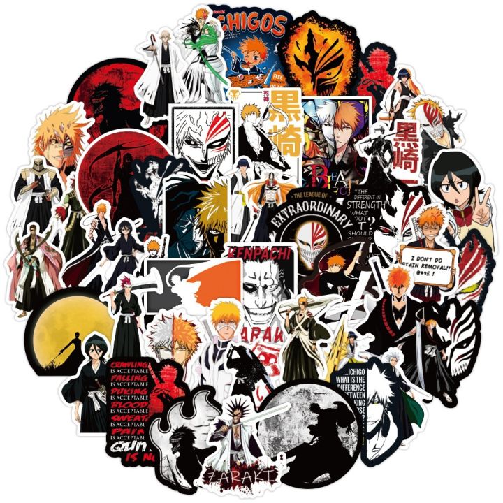 50Pcs%20Kurosaki%20Ichigo%20Bleach%20Cartoon%20Stickers%20Girls%20Rukia%20Inoue%20Sticker%20Car%20Laptop%20Skateboard%20Phone%20Kenpachi%20Anime%20Decal%20-%20Image%202