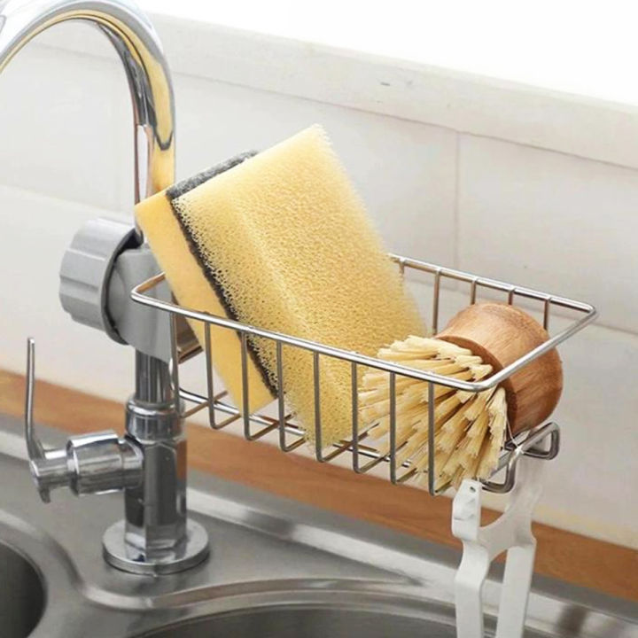 Faucet Sink Rack Rag Drain Storage Rack Household Kitchen Toilet Bathroom Organizer Punch Free Sink Storage Rack Stainless Steel Drain Rack Sponge Soap Cloth Storage Holder Shelf