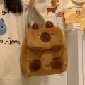 Capibara Bag Women's Plush Cute Versatile Cartoon Capybara College Student Crossbody Bag Backpack Shoulder Bag. 