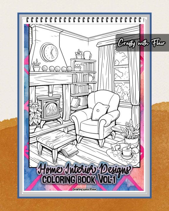 Home Interior Design Coloring book Vol-1 - Coloring book for all ages ...