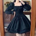 Halloween Gothic Grunge Punk Women Dress Long Sleeve Lace Slim Black Dresses New Y2K Harajuku Lolita Fairy Core Party Dress. 