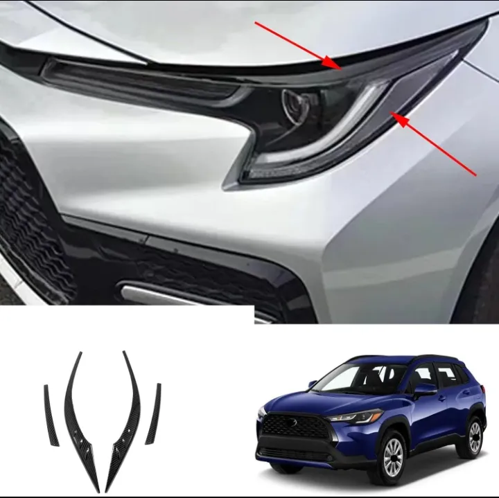 Carbon Fiber Headlight Eyebrows/Eyelid Cover for Toyota Corolla Cross ...