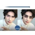 Photochromic Anti-blue Glasses Frameless Temperament Flat Lens Burst Glasses Men Sunglasses.