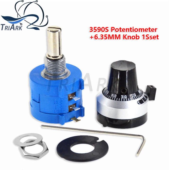 1Set 3590S Precision Multiturn 10k (1PCS Potentiometer 10 Ring Adjustable Resistor+1PCS Turns Counting Dial Rotary 6.35mm Knob)
