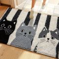 VIKAMA Striped Cartoon Cat Carpet Soft Doormat Waterproof Floor Mat Rug For Bedroom Carpet For Live Room Outdoor Carpet Home Dec. 