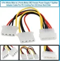 4 Pin Molex Male to 2 Ports Molex IDE Female Power Supply Y Splitter Adapter Cable For PC Cooling Fan CD Driver Hard Disk. 