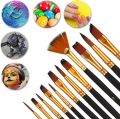 12Piece Nylon Bristle Brush Set, Nylon Flat Brushes Watercolor Brushes Oil Paint Brushes For Artists Amateur Acrylic Painting. 