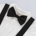 Mini Gentleman Outfit Newborn Baby Boy Formal Costumes Short Sleeve Shirt With Bow + Romper Short Pants Summer Fashion 2 Pcs Set.
