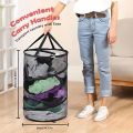 Pop Up Hamper for Laundry Mesh Collapsible Laundry Basket | Large Clothes Hamper - Black/White. 