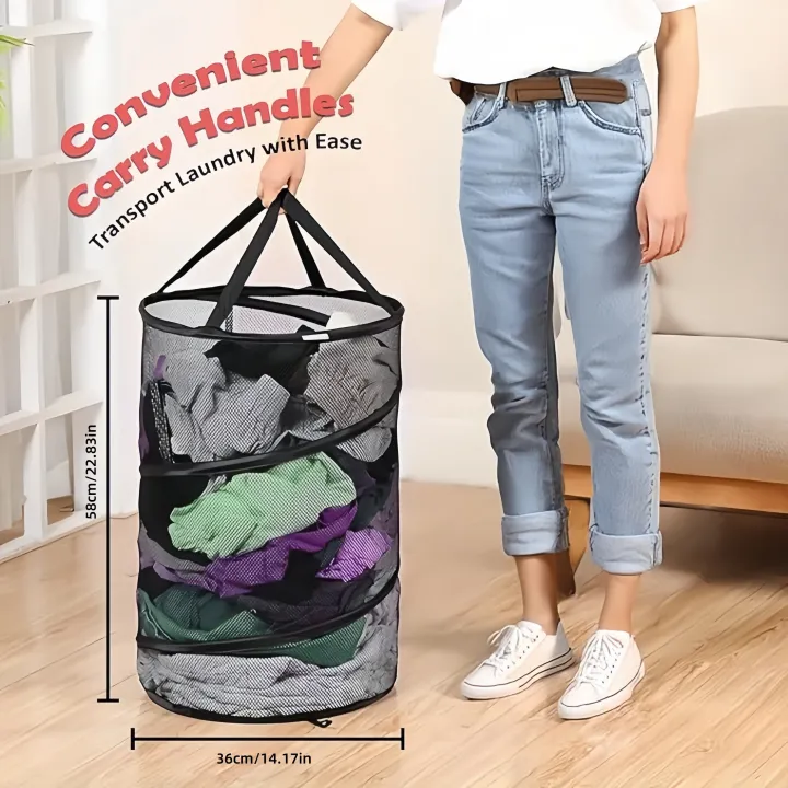 Pop%20Up%20Hamper%20for%20Laundry%20Mesh%20Collapsible%20Laundry%20Basket%20%7C%20Large%20Clothes%20Hamper%20-%20Black/White%20-%20Image%203