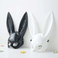 Black White Rabbit Bunny Mask Bunny Half Long Ears Masquerade Mask for Halloween Birthday Party Easter Costume Accessory. 
