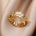 gold plated ring adjustable white stone gold plated rings for women elegant ( random design). 