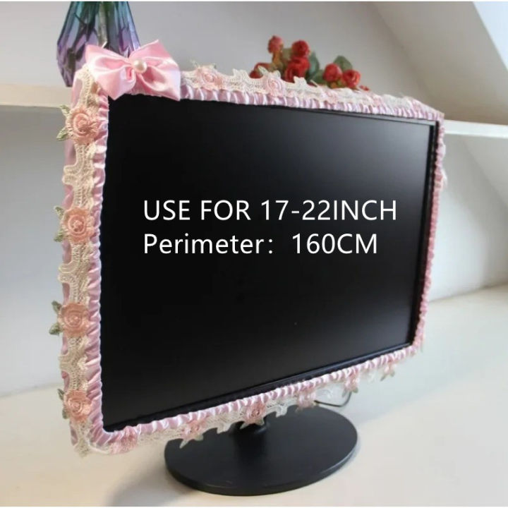 17-30INCH%20Lace%20Fabric%20Door%20Curtain%20TV%20Circle%20Can%20Be%20Flipped%20Dust%20Cover%20Monitor%20Screen%20Home%20Decorations%20Dust%20Cover%20With%20Elastic%20-%20Image%205