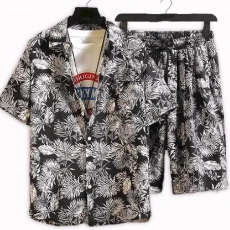 Men's%20Summer%20short%20sleeve%20printed%20shirt%20&%20short%20beach%20wear%20%20linen%20-%20Image%203