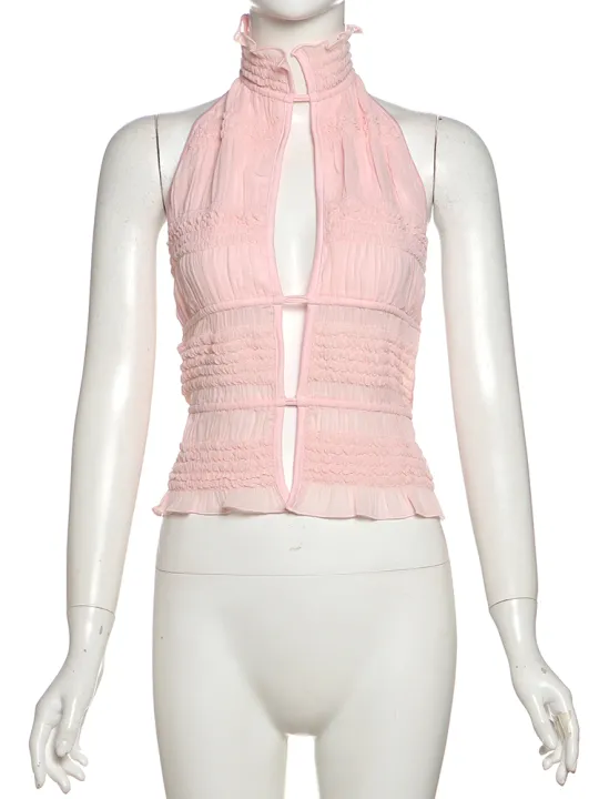 Nibber%20Chic%20Sweet%202Piece%20Set%20Women%20Backless%20Edible%20Tree%20Fungus%20Lace-Up%20Ruched%20Hollow%20Thin%20Tank%20Top+Furry%20Sequins%20Shorts%20Clubwear%20-%20Image%205