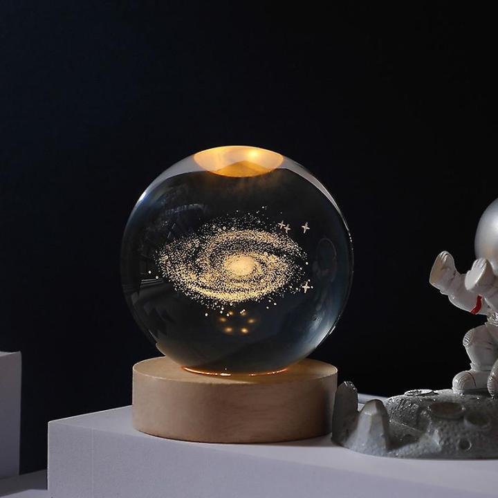 6cm 8cm 3d Crystal Galaxy Ball Astronaut Led Night Light Kids Birthday Gift Valentine's Day Bedroom Decor Projectors Night Lamp