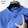 Linen Cotton Shirts for Men Lightweight Long Sleeve Henley Streetwear Beach Breathable Shirt Hawaiian Large T Shirts for Men.