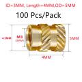 100Pcs M3 Threaded Heat Insert Embedment Nut Knurled Brass M3X4X5 For 3D Printer Voron 2.4 And Others. 
