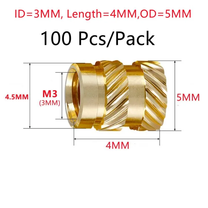 100Pcs%20M3%20Threaded%20Heat%20Insert%20Embedment%20Nut%20Knurled%20Brass%20M3X4X5%20For%203D%20Printer%20Voron%202.4%20And%20Others%20-%20Image%202