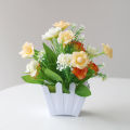 Artificial Flowers Home Decor Simulation Plant Plastic Fake Flower Potted Home Living Room Ornaments Rose Fence Flower Set. 