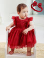 Children Clothes Baby Girls Party Dress Wholesale New Born 1 Year Old Birthday Party Flower Baby Girl Princess Dress. 