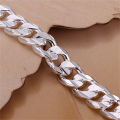 New High-end Women's Mens Fine Silver Color Bracelet Fashion Jewelry  Men's 10MM Square Beautiful Gem. 