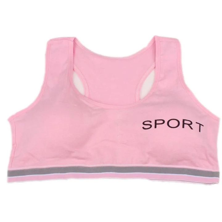 pink bra girl development period removable padded middle school girls cotton student vest women top