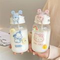 500ML Sanrio Hello Kitty Pochacco Transparent Straw Cup Anime Cartoon Kuromi Cinnamoroll For Kid Kawaii Bottle Water Cup Gifts. 