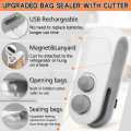 Rechargeable Mini Bag Sealer, 2-In-1 Heat Sealer with Cutter for Chip Bags, Portable Resealer Machine for Plastic Bags. 